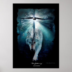 Poster av varg och Eagle Wildlife Samering Art