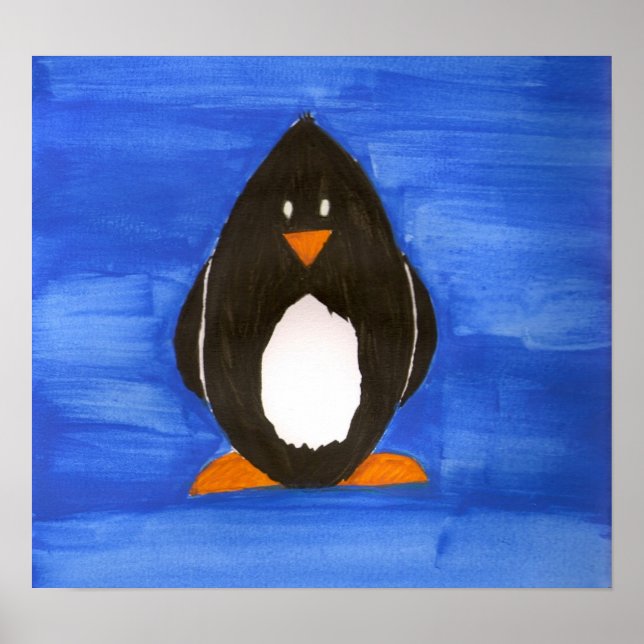 Poster av vattenfärg Penguin (Framsidan)