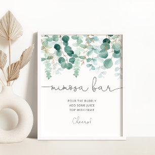 Poster av vattenfärgen eucalyptus greenery Mimosa
