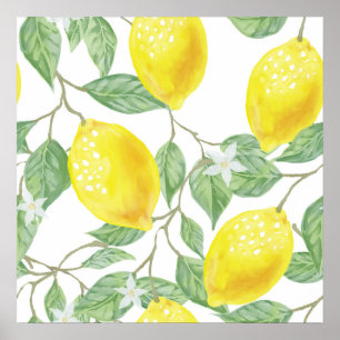 Poster av vattenfärgen Lemon Kitchen Decor Art