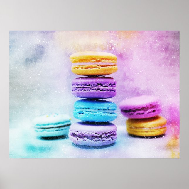 Poster av vattenfärgen Macaron Macaron Bakery Cake (Framsidan)