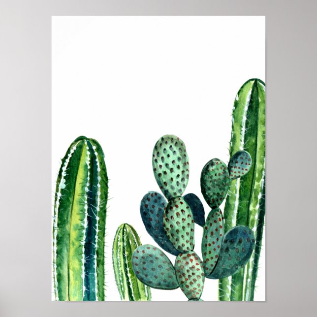 Poster av vattenfärgen Modern Cactus Southwest (Framsidan)