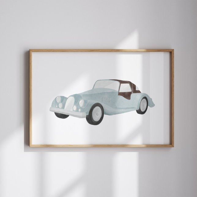Poster av vattenfärgsblått vintage bil (Skapare uppladdad)