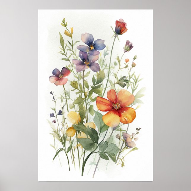 Poster av vildblomma med vattenfärg (Framsidan)
