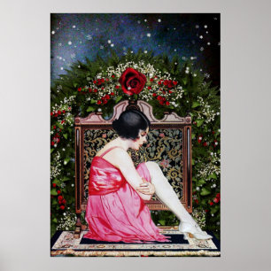 Poster av vintage Flapper-jul