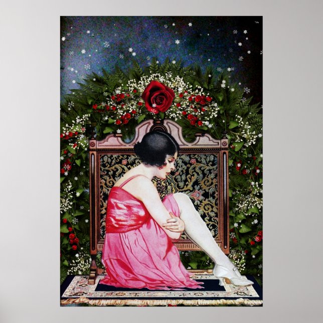 Poster av vintage Flapper-jul (Framsidan)