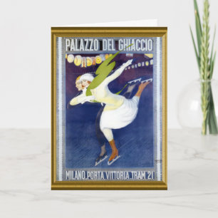 Poster av vintage italienska skridskor helgkort