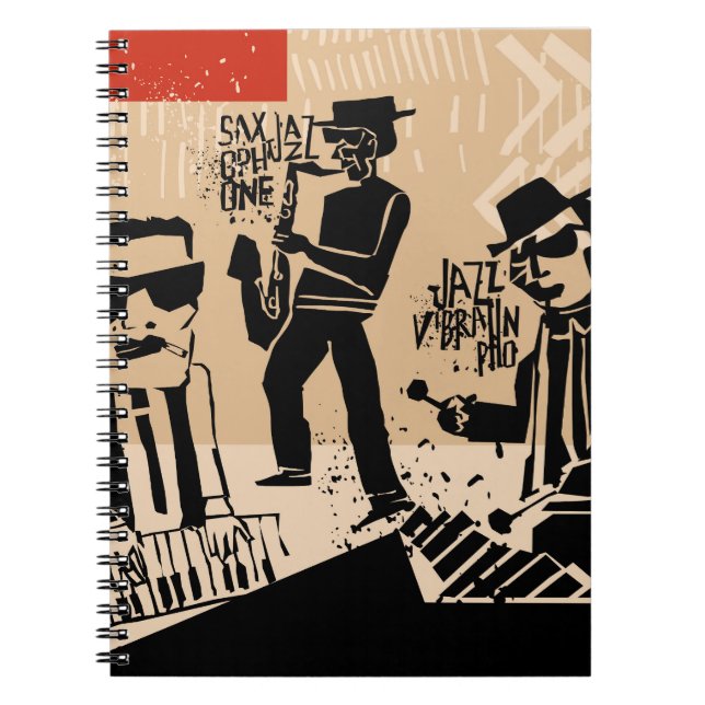 Poster av vintage Jazz Band: Coola Design Anteckningsbok (Framsidan)