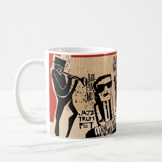 Poster av vintage Jazz Band: Coola Design Kaffemugg (Vänster)