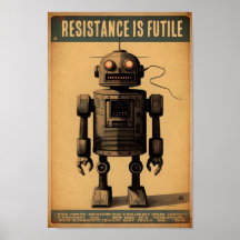 poster av vintage robot - Motståndet är meningslös