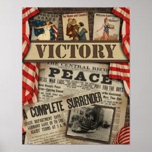 Poster av vintage Victory WWII Collage