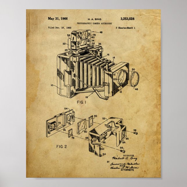 Poster av vintagens kamerapatent (Framsidan)