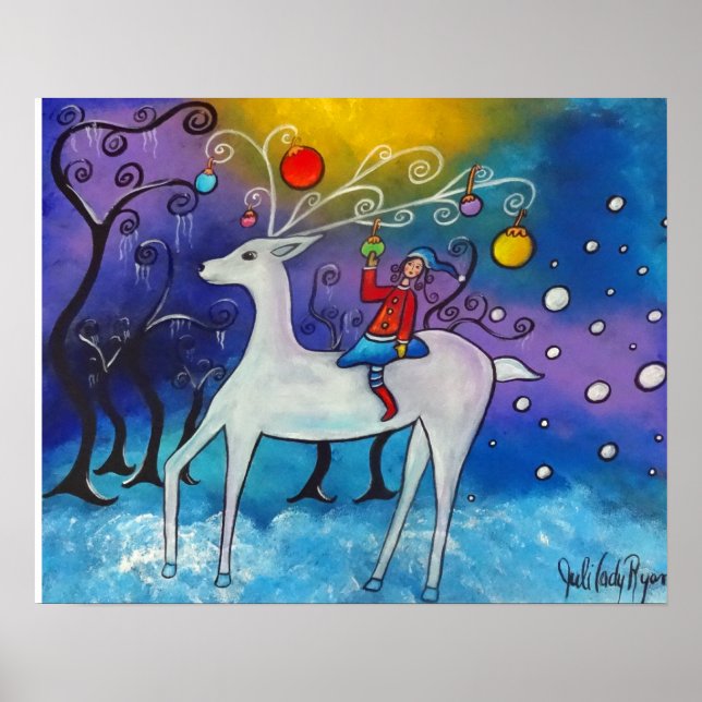 Poster av vinter White Reindeer (Framsidan)