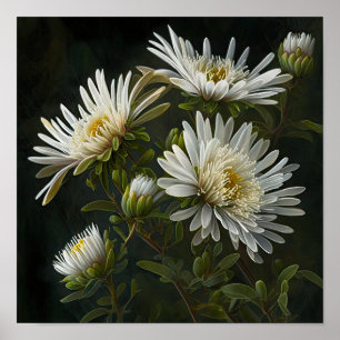 Poster av vit Aster Flower Art Print
