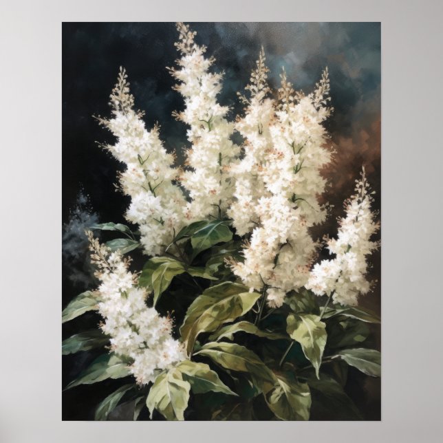 Poster av vit Astilbe Flowers Art Print (Framsidan)
