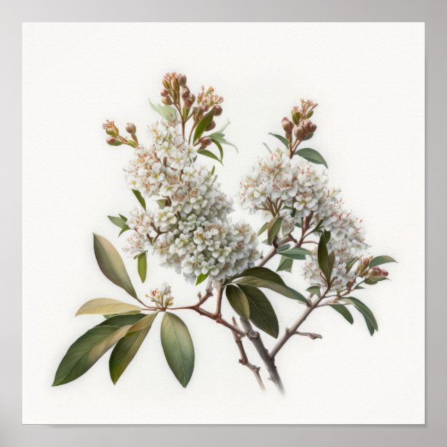 Poster av vit Crepe Myrtle Flowers Art Print (Framsidan)