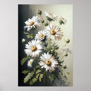 Poster av vit engelsk Daisy - färskkonst