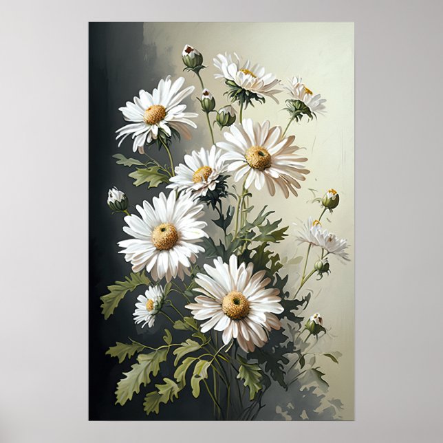 Poster av vit engelsk Daisy - färskkonst (Framsidan)