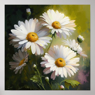 Poster av vit engelsk Daisy - färskkonst