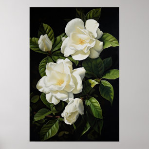 Poster av vit Gardenias Flower Art Print