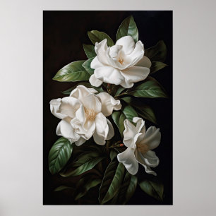 Poster av vit Gardenias Flower Art Print