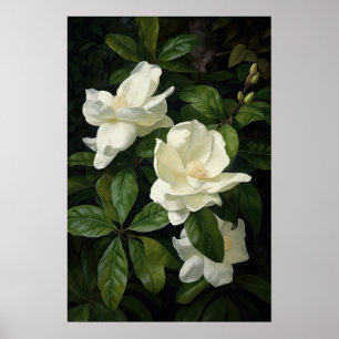 Poster av vit Gardenias Flower Art Print