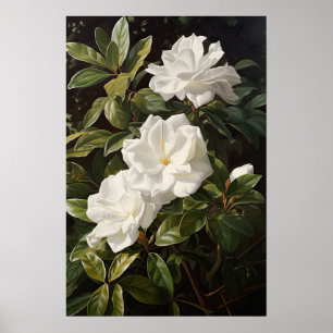 Poster av vit Gardenias Flower Art Print