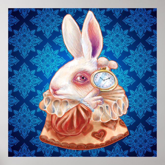 Poster av vit kanin-poppsurrealism Illustration (Framsidan)