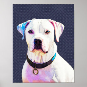 Poster av vit Pit Bull Dog Graphic Art