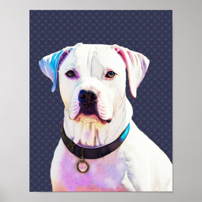Poster av vit Pit Bull Dog Graphic Art (Framsidan)
