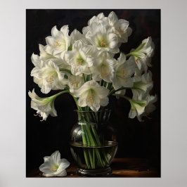 Poster av vita Amaryllis Flowers Art Print