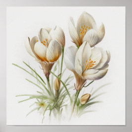 Poster av vita Crocus Flowers Art Print