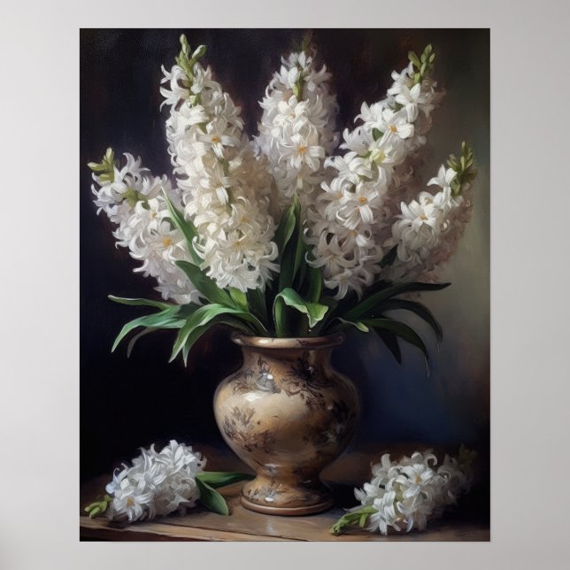 Poster av vita hyacint Flowers Art Skriv ut (Framsidan)