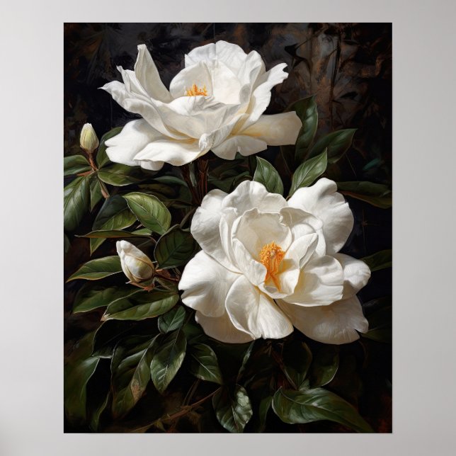 Poster av vita trädgårdsblommor (Framsidan)
