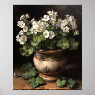 Poster av vitGeranium Flowers Art Print