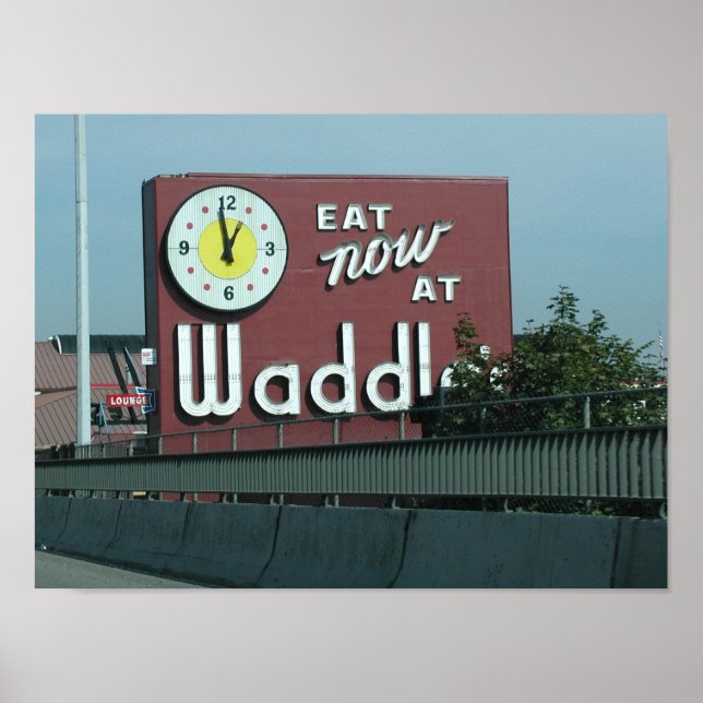 Poster av Waddles Restaurant Portland Oregon (Framsidan)