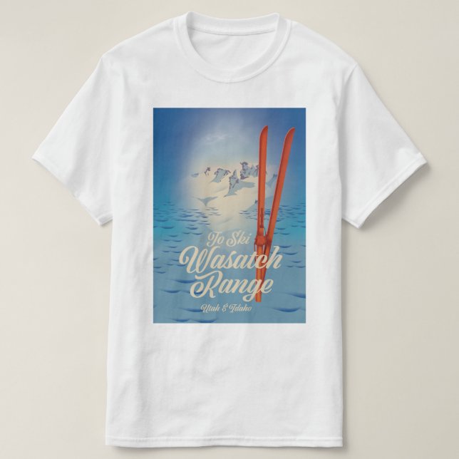 Poster av Wasatch Range Utah & Idaho Ski T Shirt (Design framsida)