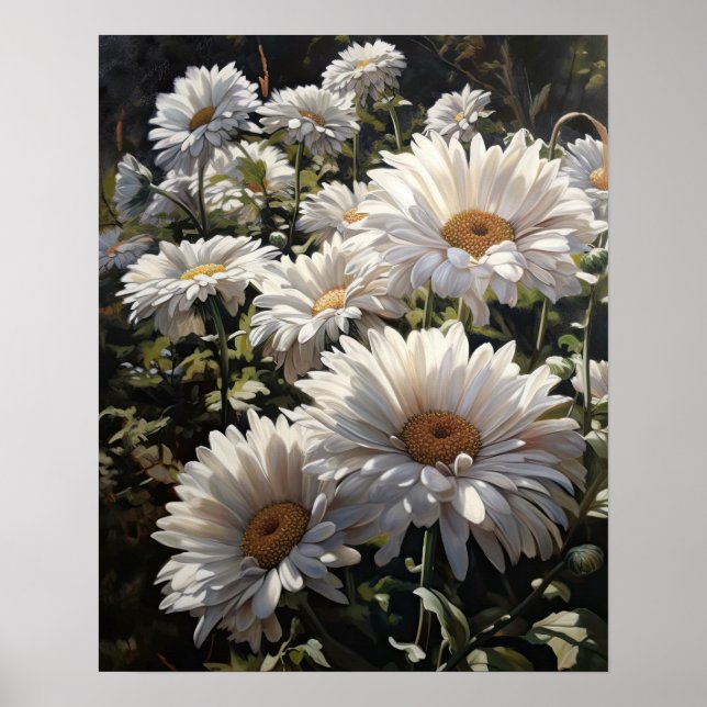 Poster av White Gerbera Daisy Flowers Art Print (Framsidan)