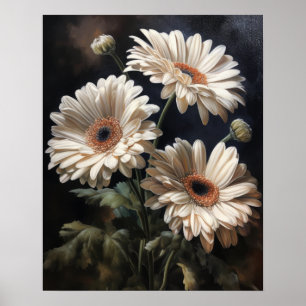 Poster av White Gerbera Daisy Flowers Art Print