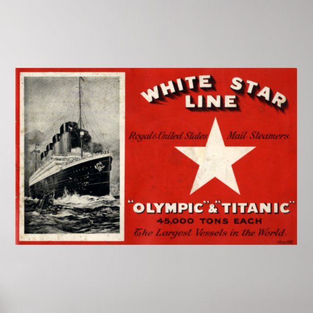 Poster av White Star Line Olympic och Titanic (Framsidan)
