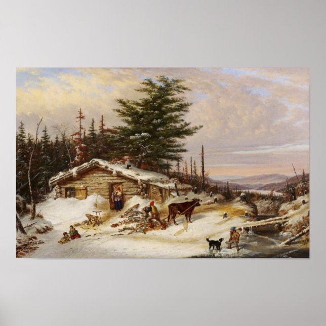 Poster av Winter Log House art (Framsidan)