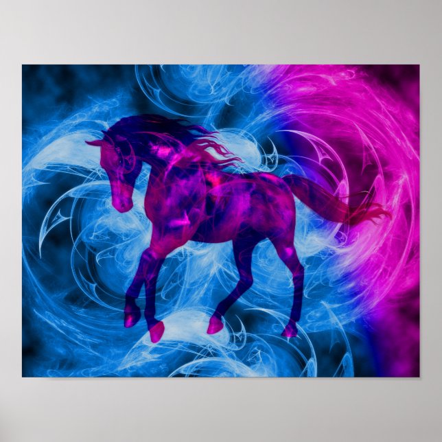 Poster av wirling Fractal Fantasy Horse (Framsidan)