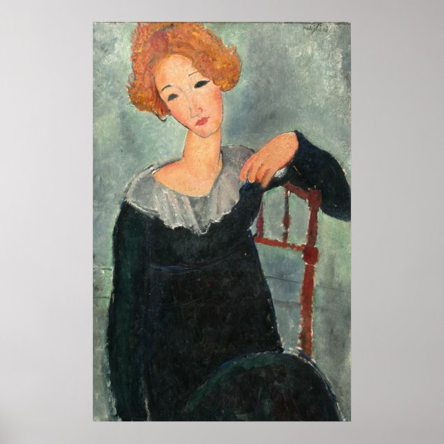 Poster av Woman Red Hair - Amedeo Modigliani Fine  (Framsidan)