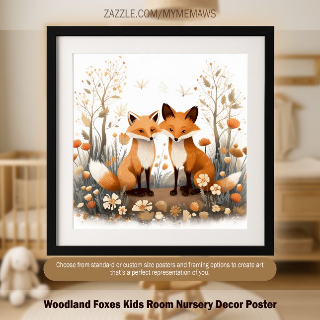 Poster av Woodland Foxes Kids Room Nursery Decor (Woodland Foxes Kids Room Nursery Decor Poster)