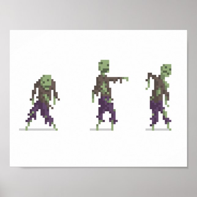 Poster av Zombie 8-bitars Pixel Art Wide (Framsidan)