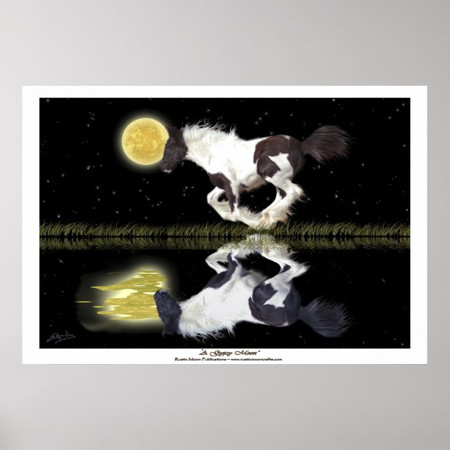 Poster av zypsy Vanner Cantering Horse Fantasy Art (Framsidan)