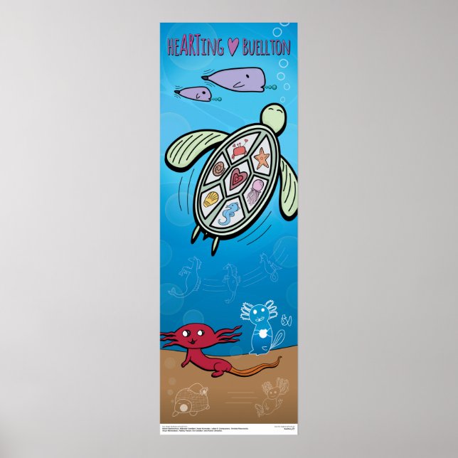 Poster - Axolotls under havet - Buellton.Art (Framsidan)