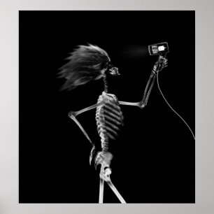 POSTER - B&W FÖR X-RAY SKELETON HAIR-STYLING
