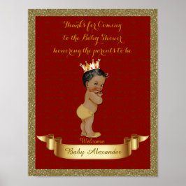 Poster Baby Shower BOY, Red, ram glitter, guld.