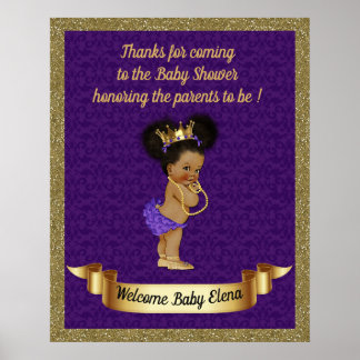 Poster Baby Shower Girl,Princess Girl,lila,16x20